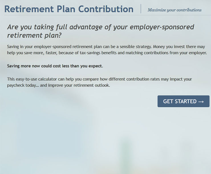 Retirement Plan Contribution demo site